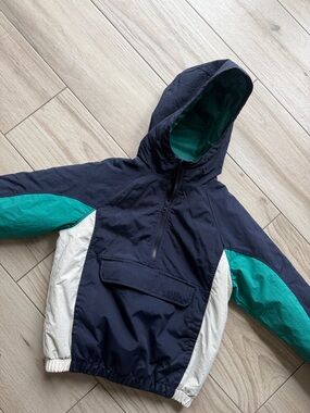 Kids’ Retro Colorblock Hooded Anorak Jacket - Navy, Teal, White